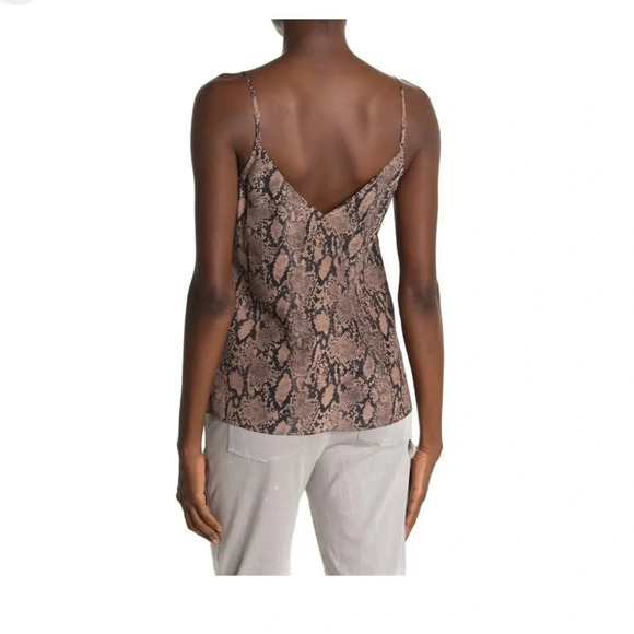 Frame Silk Python Print Sleeveless Classic Cami Top, Chocolate Sz L - Picture 9 of 9